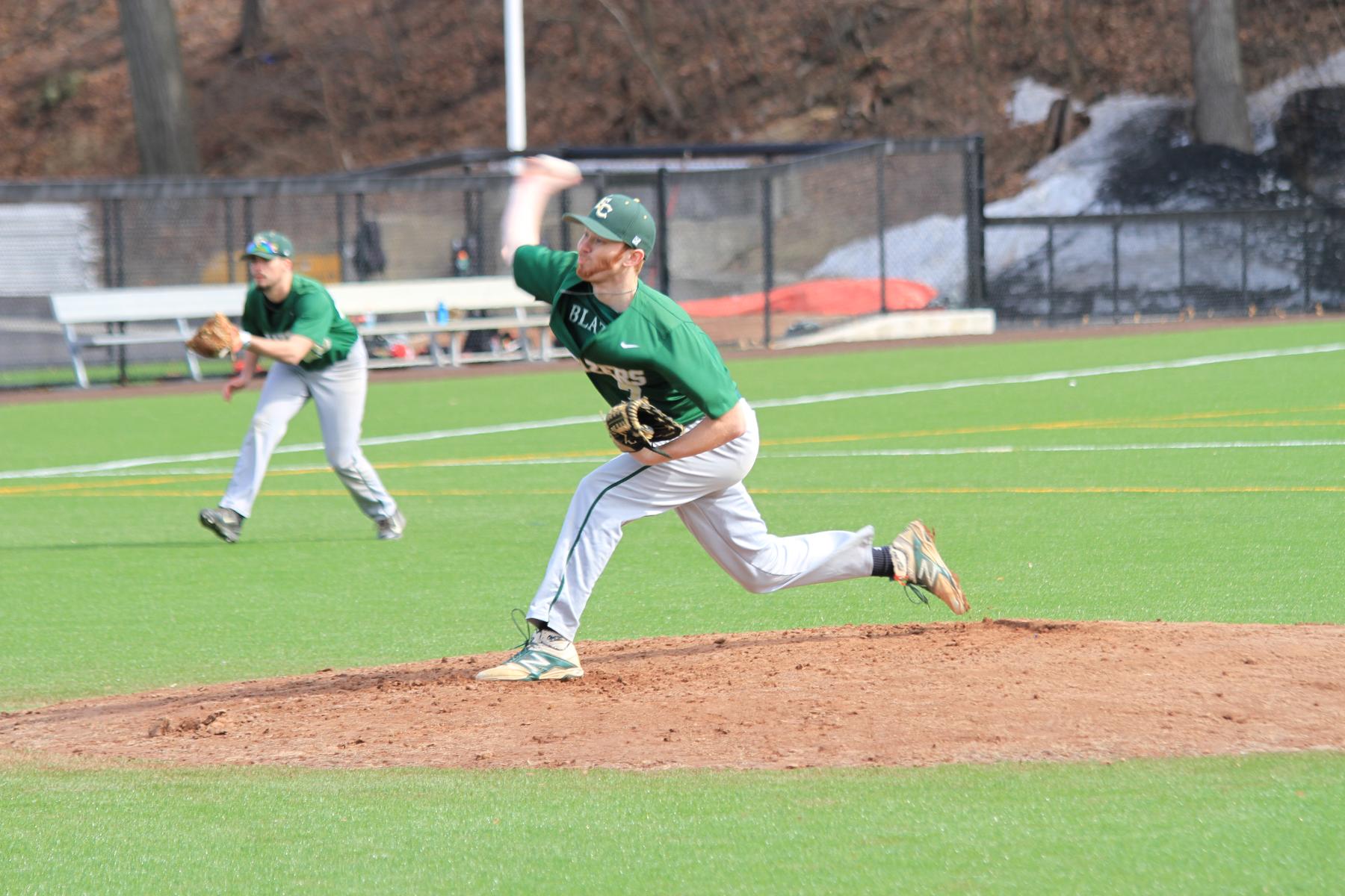 Baseball, Lesley Split Conference Doubleheader