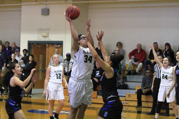 Hawks Outlast Blazers In NECC Women's Hoops Action